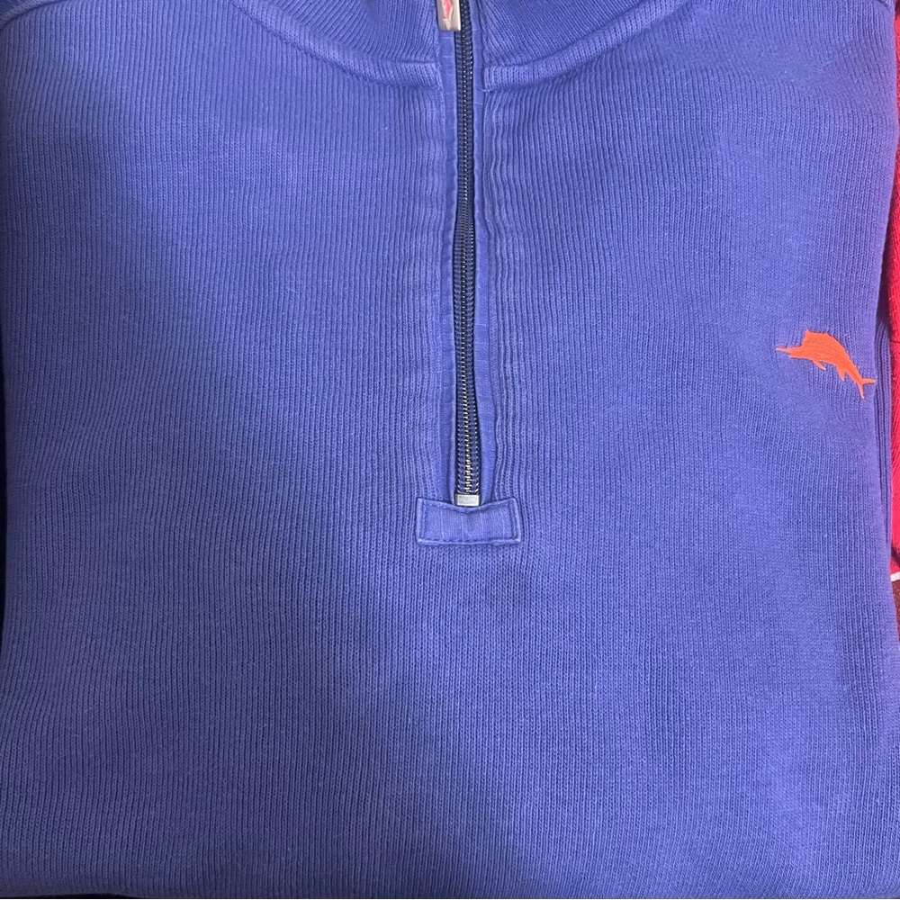 Tommy Bahama Sweater Mens XL Blue Pullover Quarter Zip Preppy Relax Golf Office - Picture 9 of 9